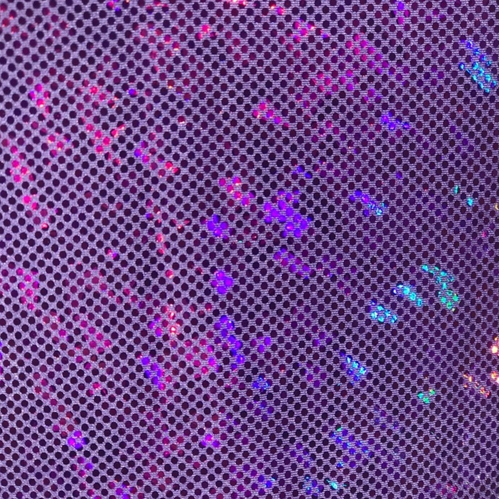 Purple metallic holographic bodysuit hood cosmic Barbie rave outfit made in USA - Picture 9 of 9
